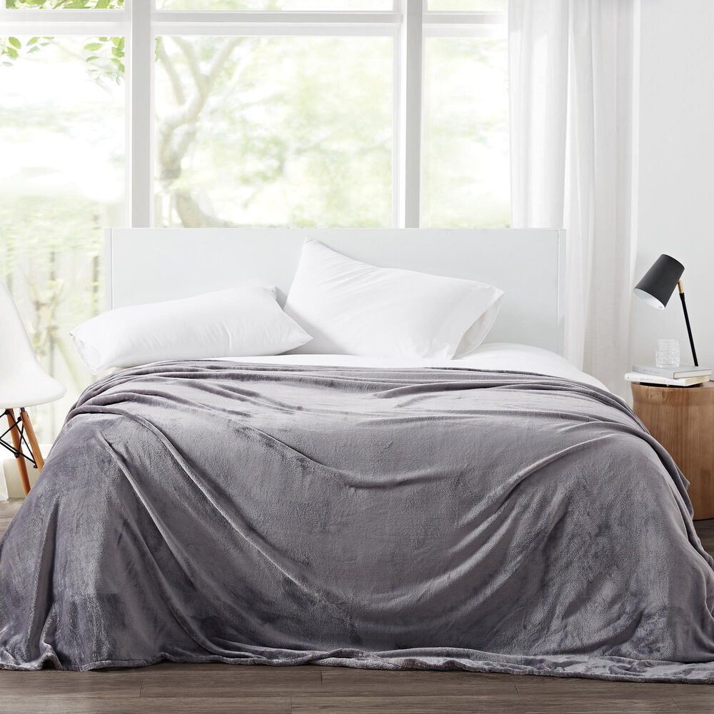 Pem America Cannon Solid Plush Twin XL Blanket in Grey, , large