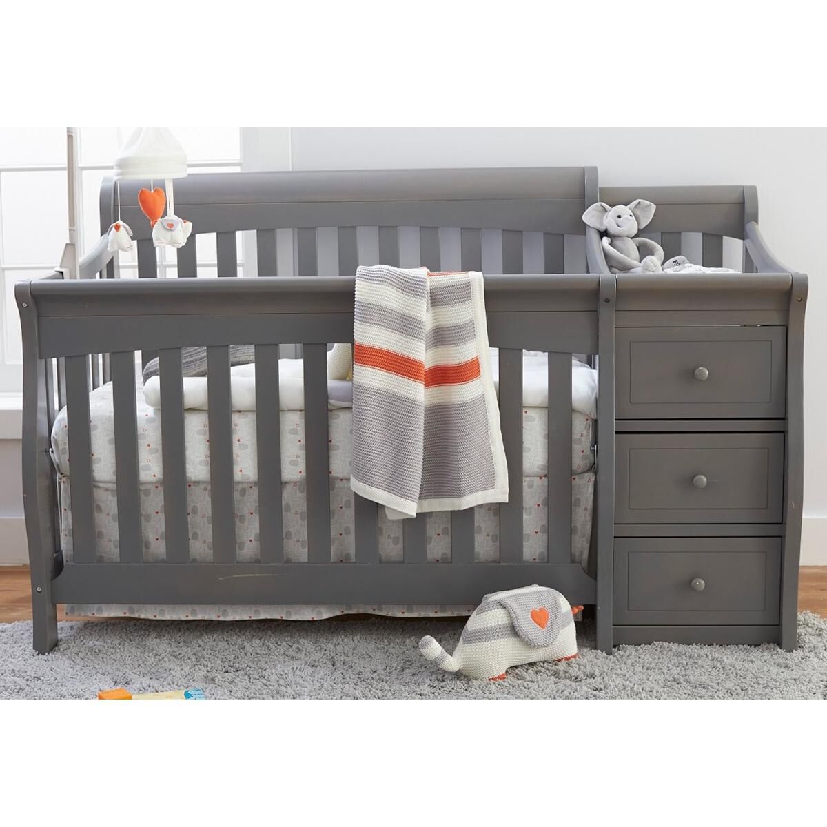 Sorelle Furniture Princeton Elite Crib and Changer in Weathered Gray