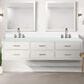 Lexora Home Castor 80" Double Bathroom Vanity in White with 2 cm White Cultured Marble Top and Rectangular Sinks, , large
