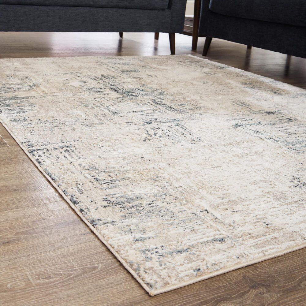 Ashley Gentor 5&#39; x 7&#39; Blue and Ivory Area Rug, , large