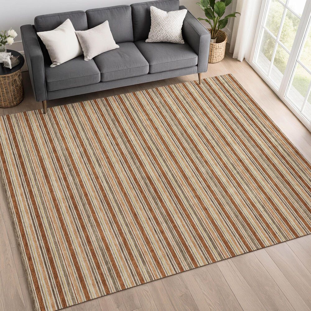 Dalyn Rug Company Soft Essentials Striped Paprika 10' x 14' Indoor/Outdoor Area Rug, , large