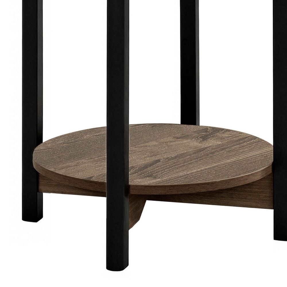 Furniture of America Elovier End Table with Open Shelf in Dark Gray and Black, , large