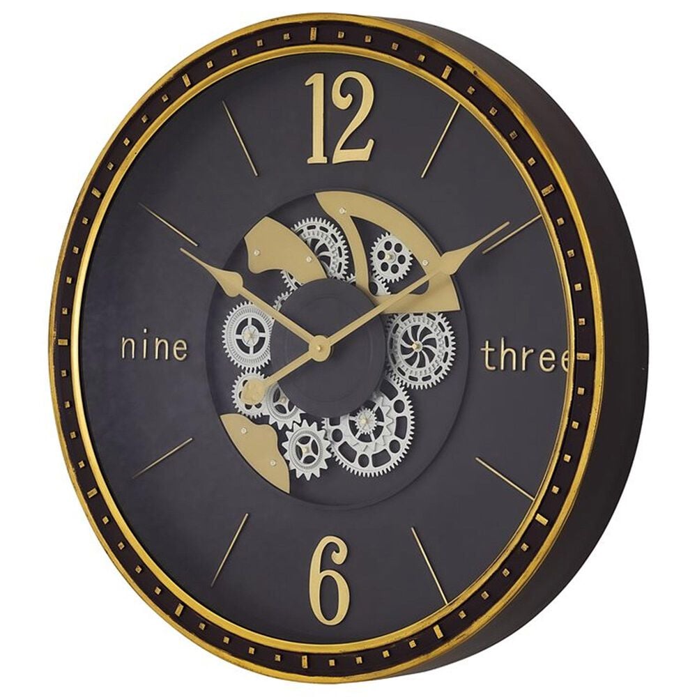 Yosemite Home Decor Matte Gear Wall Clock in Matte Grey, Silver and Gold, , large
