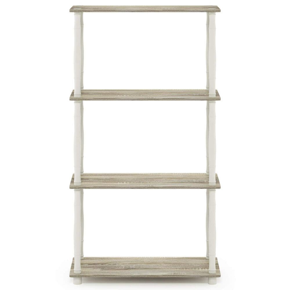HOMLUX Turn-N-Tube 4-Tier Corner Open Storage Bookshelf in Sonoma Oak and White, , large