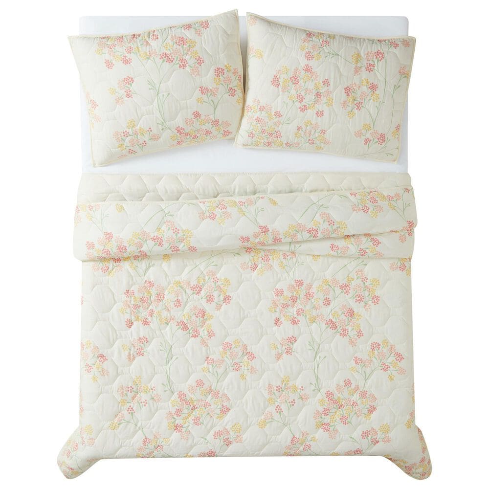 Pem America Vivian 3-Piece Full/Queen Quilt Set in Ivory, Red, Yellow and Green, , large