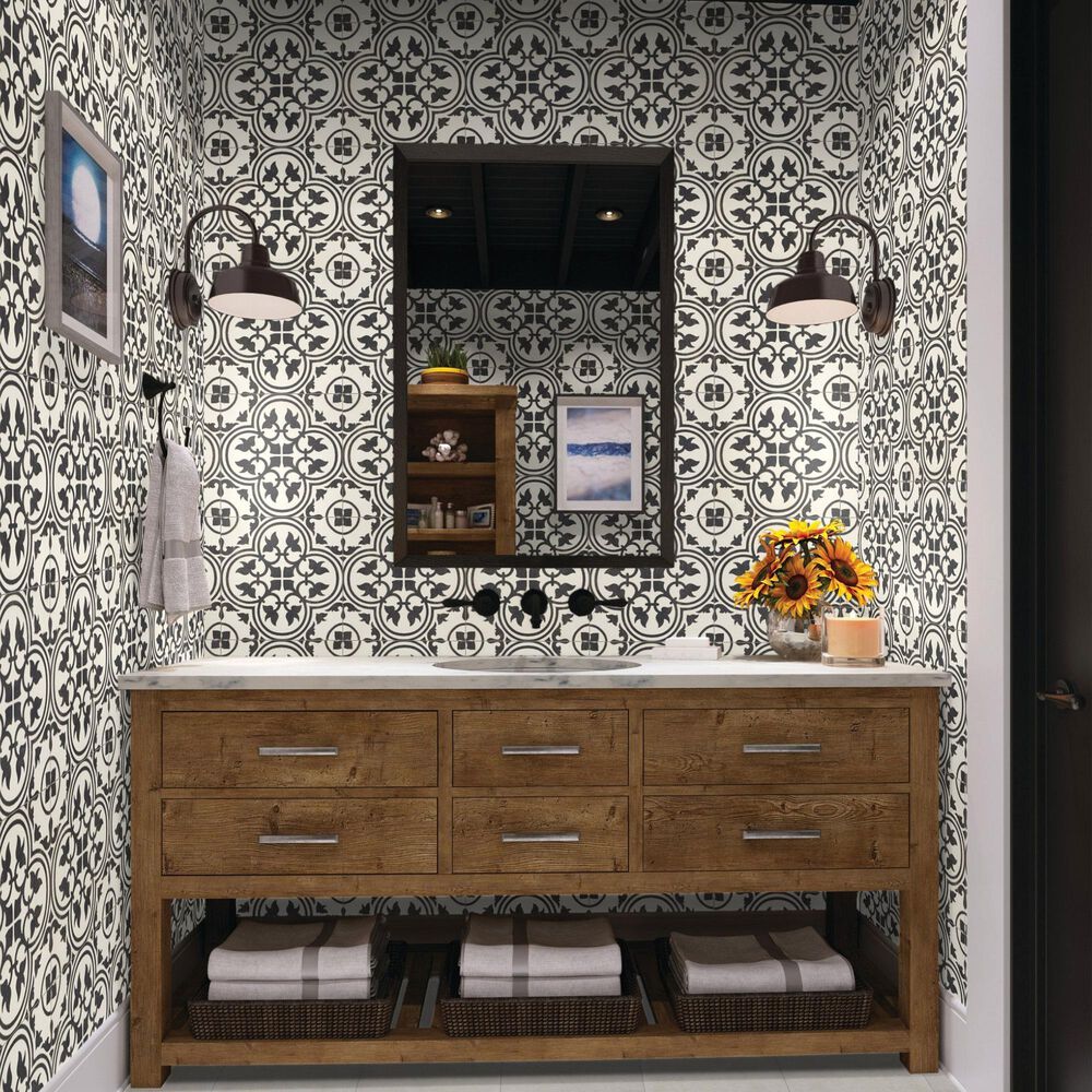 Dal-Tile Memoir Petal Black 12&quot; x 12&quot; Ceramic Tile, , large