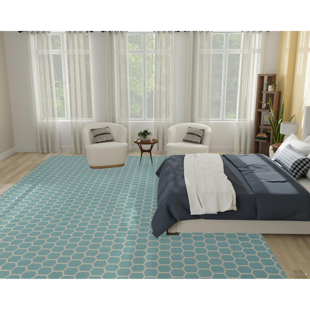 Nourison Twist Reversible 10&#39; x 14&#39; Aqua Indoor/Outdoor Area Rug, , large