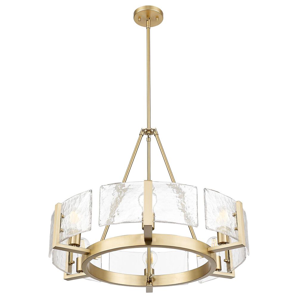 Golden Lighting Aenon 6-Light Wide Chandelier with Hammered Water Glass Shade in Brushed Champagne Bronze, , large