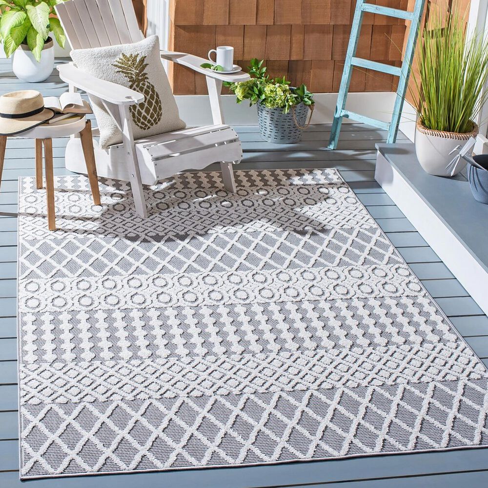 Safavieh Cabana CBN652A 4&#39;5&quot; x 6&#39;5&quot; Ivory and Grey Area Performance Rug, , large