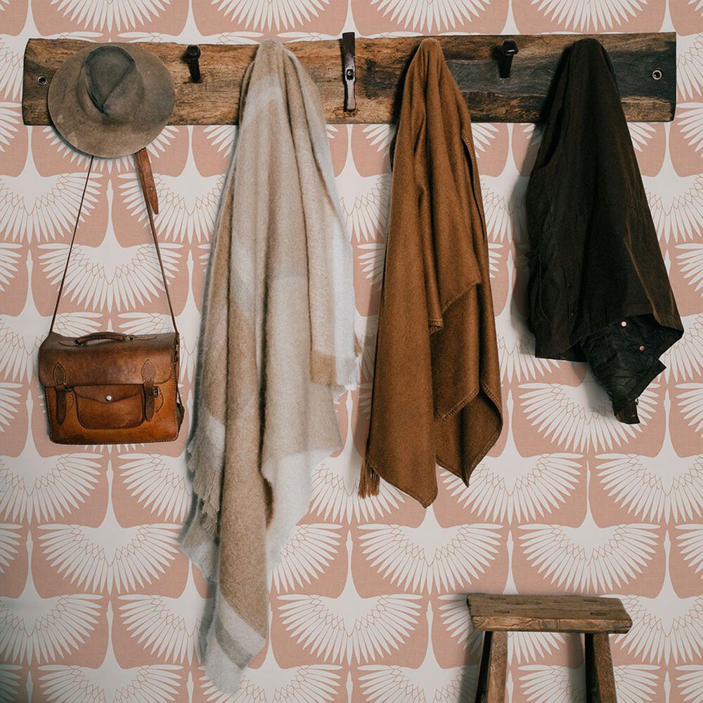 Tempaper Genevieve Gorder Feather Flock Peel &amp; Stick Wallpaper in Sahara Blush, , large