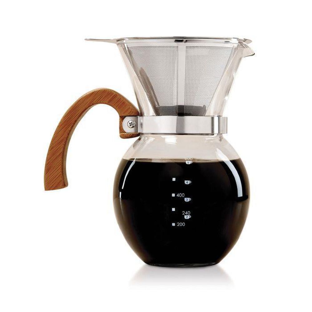 Fino 22 Oz Pour-Over Coffee Maker in Clear and Stainless Steel, , large