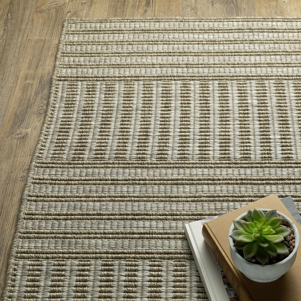 Oriental Weavers Tortuga TR02A 9&#39;10&quot; x 12&#39;10&quot; Beige and Black Area Rug, , large