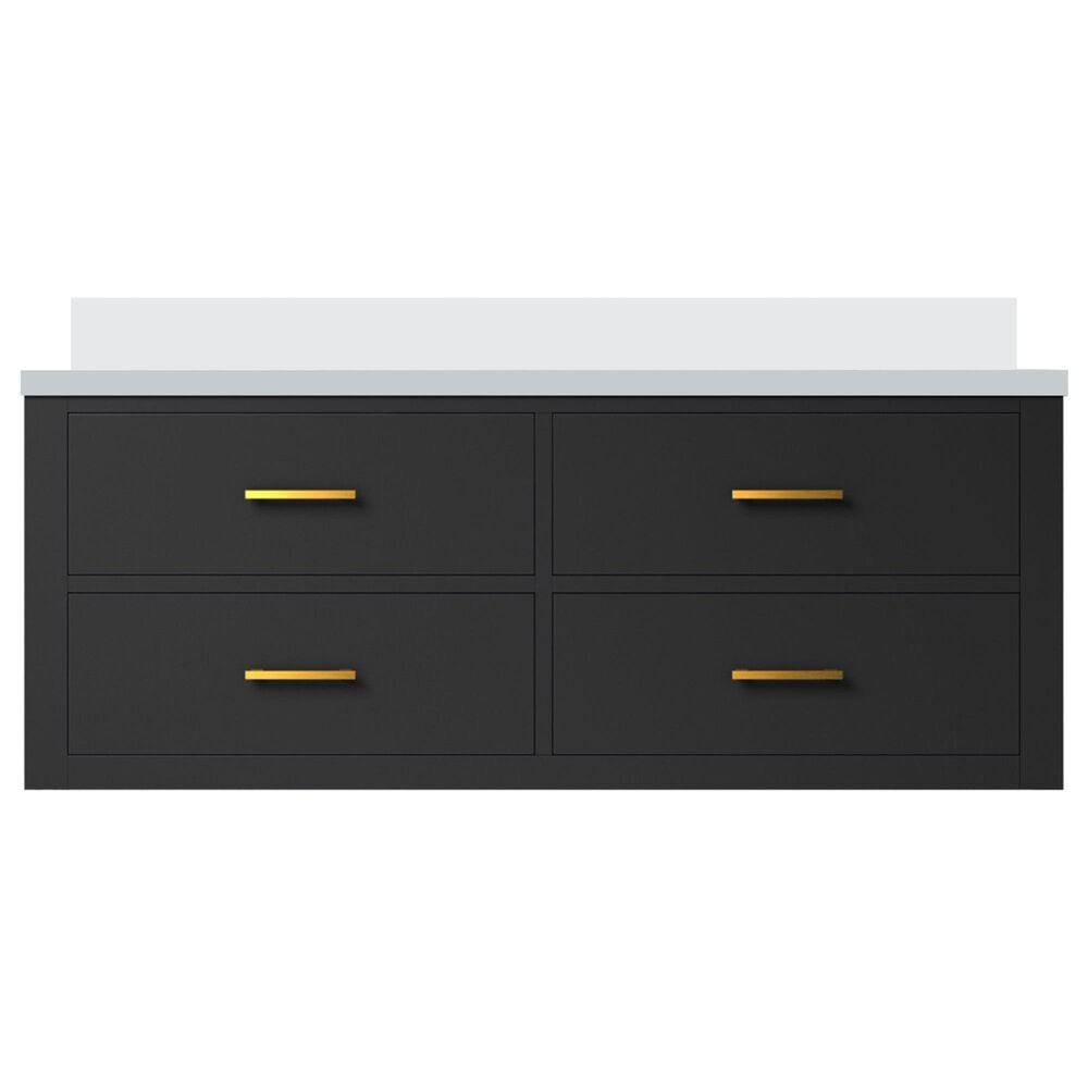 Lexora Home Castor 48&quot; Single Bathroom Vanity in Black with 2 cm White Quartz Top and Rectangular Sink, , large