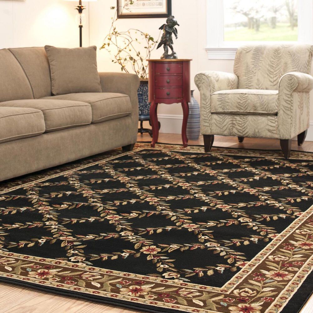 Safavieh Lyndhurst 6&#39;7&quot; x 9&#39;6&quot; Black and Brown Area Rug, , large