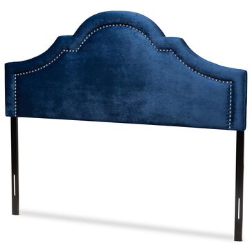 Baxton Studio Rita Full Panel Headboard in Blue Velvet, , large