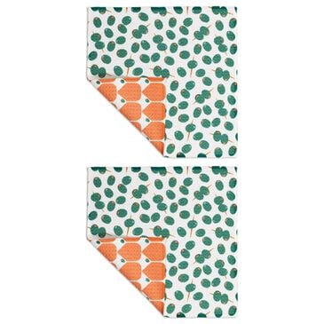 MuKitchen Vibe Dish Cloth in Olive Twist and Orange (Set of 2), , large