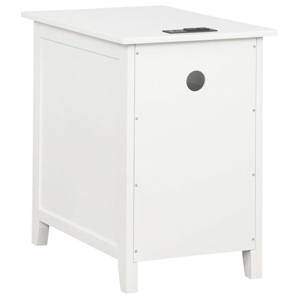 Linon Home Decor Birkdale Accent Table with USB Port in White, , large