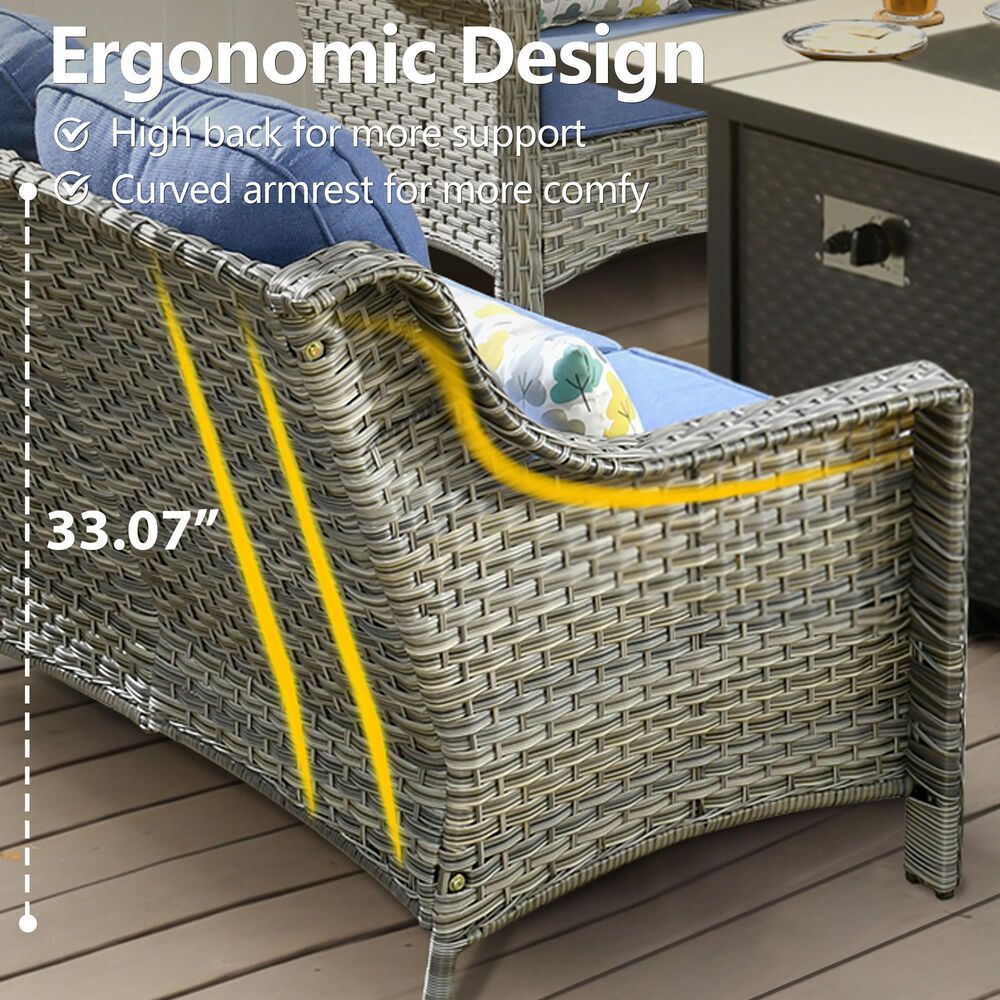 HOMLUX Outdoor Arm Chair in Diamond Blue (Set of 2), , large