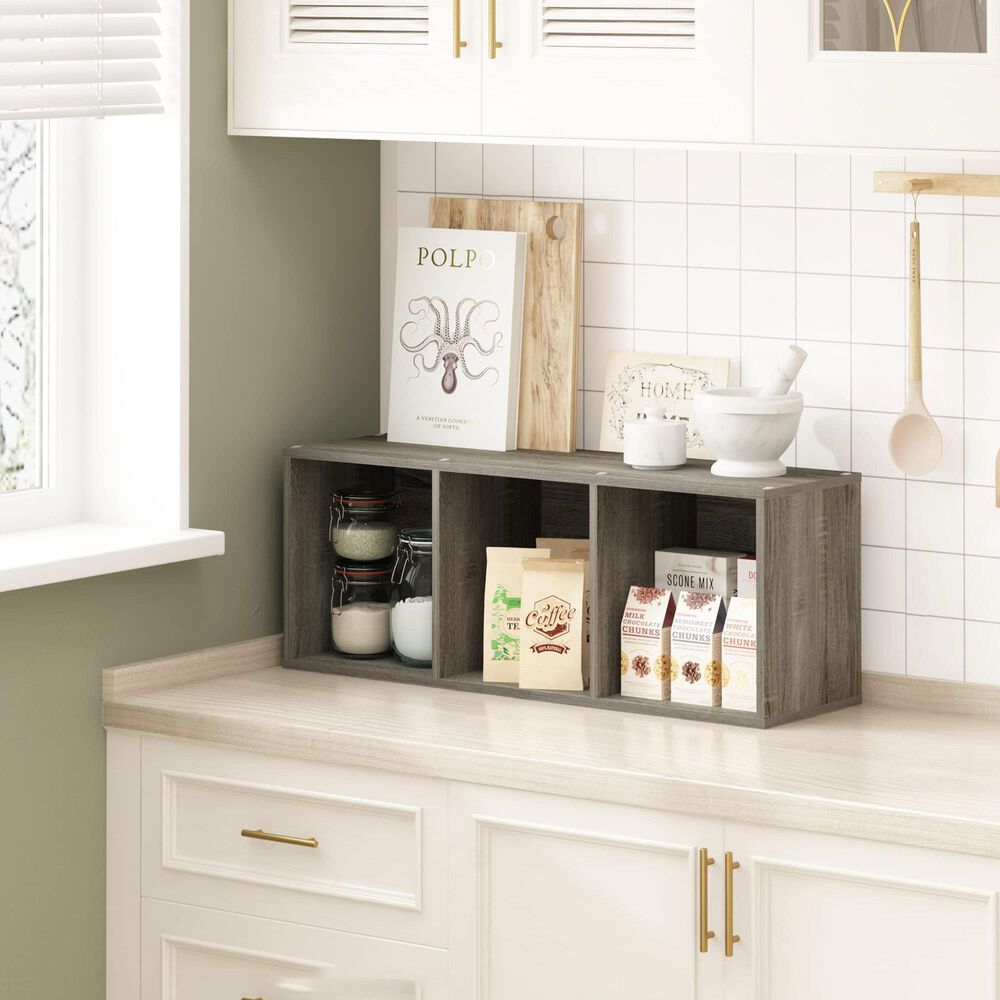 HOMLUX 3-Tier Open Shelf Bookcase in French Oak, , large