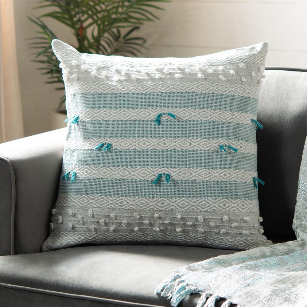 Safavieh Billi 20" Pillow in Beige and Teal, , large
