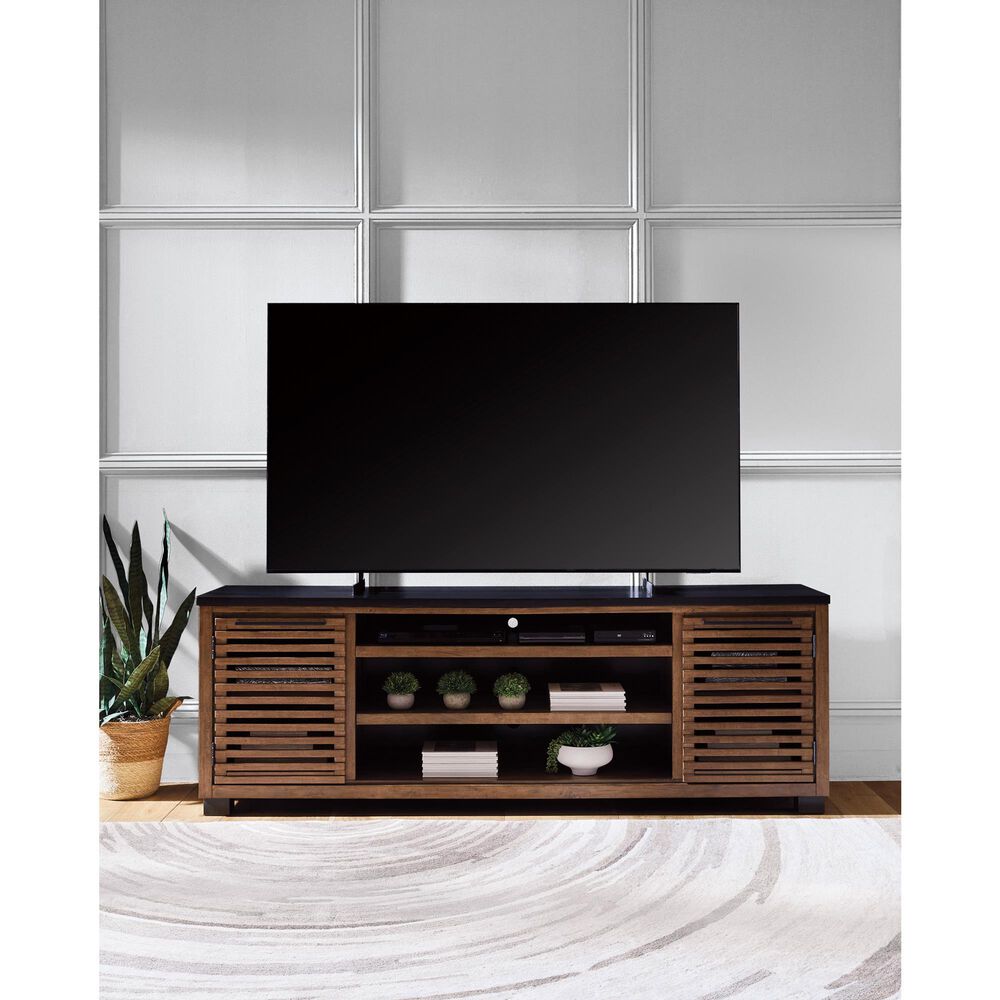 Ashley Kallari 84" XL TV Stand in Warm Brown and Matte Black, , large