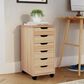 Linon Home Decor Cary 6-Drawer Rolling Cart in Natural, , large