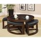 Furniture of America Fincher 5-Piece Coffee Table Set with Nesting Ottomans in Dark Walnut, , large