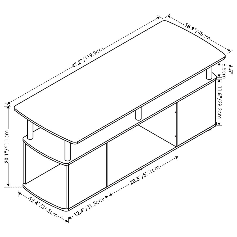 HOMLUX 47.2" Utility Design TV Stand with Open Storage Bookshelf in Americano and Chrome, , large