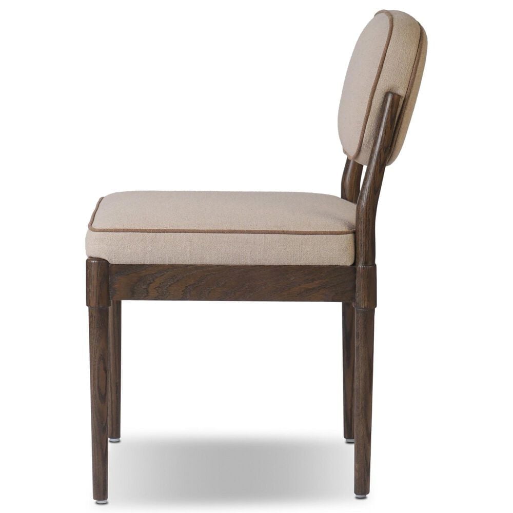 Four Hands Esther Side Chair with Antwerp Taupe Cushion in Brown Oak, , large