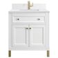 James Martin Vanities Chicago 30" Single Bathroom Vanity in Glossy White with Single Hole 3 cm White Zeus Quartz Top and Rectangular Sink, , large