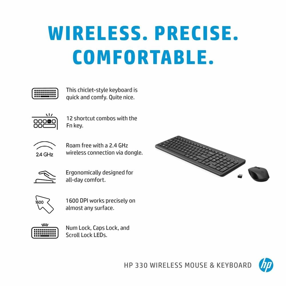 HP 330 Wireless Mouse and Keyboard Combination in Black, , large