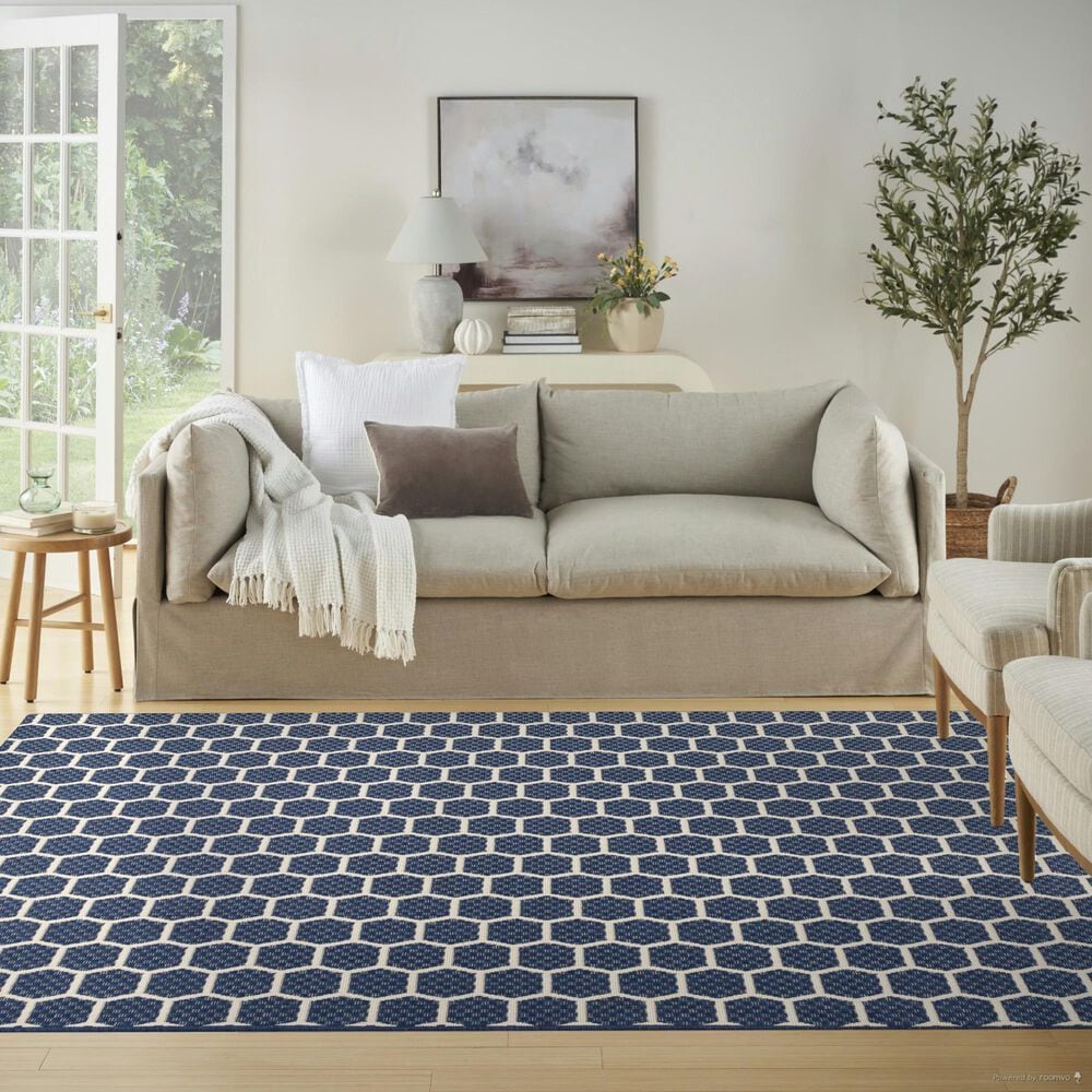Nourison Twist Reversible 6&#39; x 9&#39; Navy Indoor/Outdoor Area Rug, , large