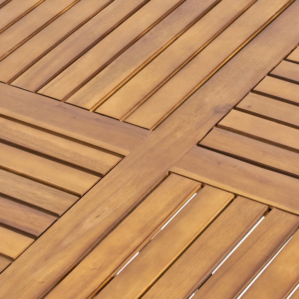 Hearth and Haven 70&quot; Outdoor Oval Dining Table with Slatted Tabletop and Curved Y-Shaped Legs in Teak, , large