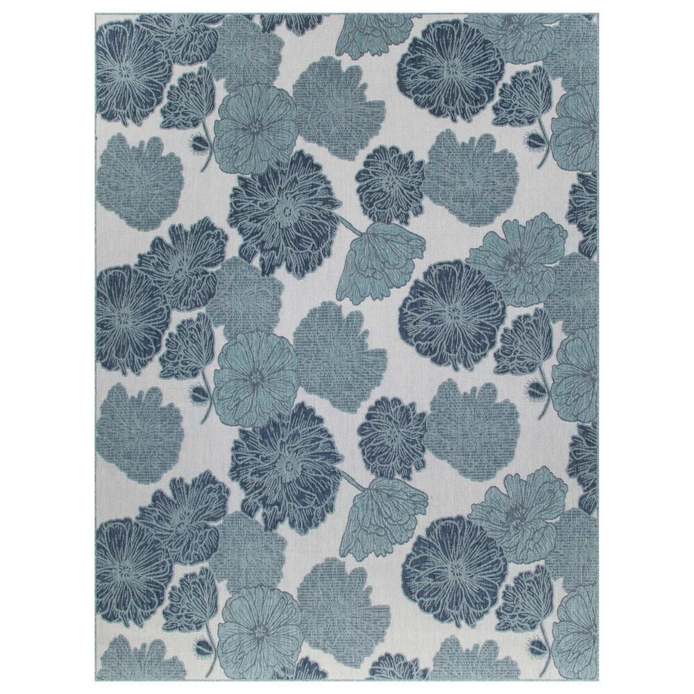 Nourison Garden Oasis Floral Blue 8" x 10" Indoor/Outdoor Area Rug, , large
