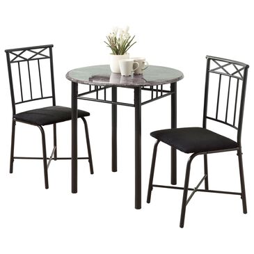 Monarch Specialties 3-Piece Bistro Set in Charcoal and Grey, , large