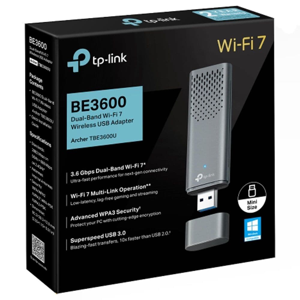 TP-Link Archer TBE3600U Dual-Band Wi-Fi 7 Wireless USB Adapter in Gray, , large