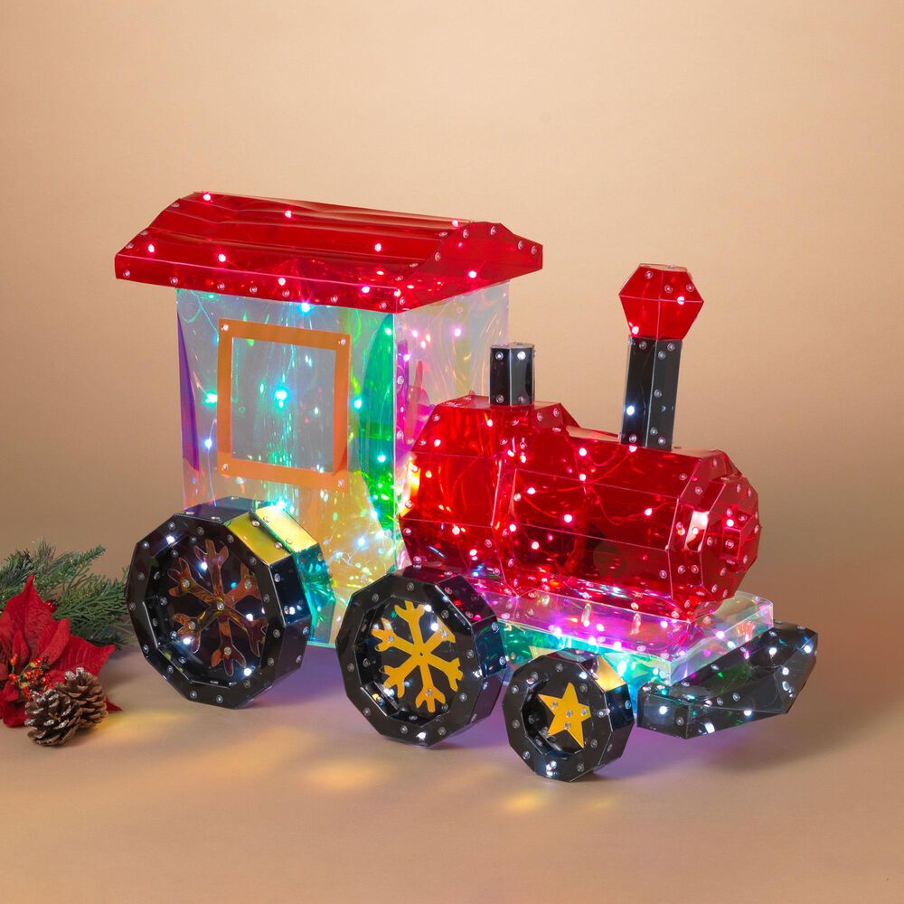 The Gerson Company 23.6" USB Electric RGB Lighted Holographic Holiday Train with Remote Control, , large