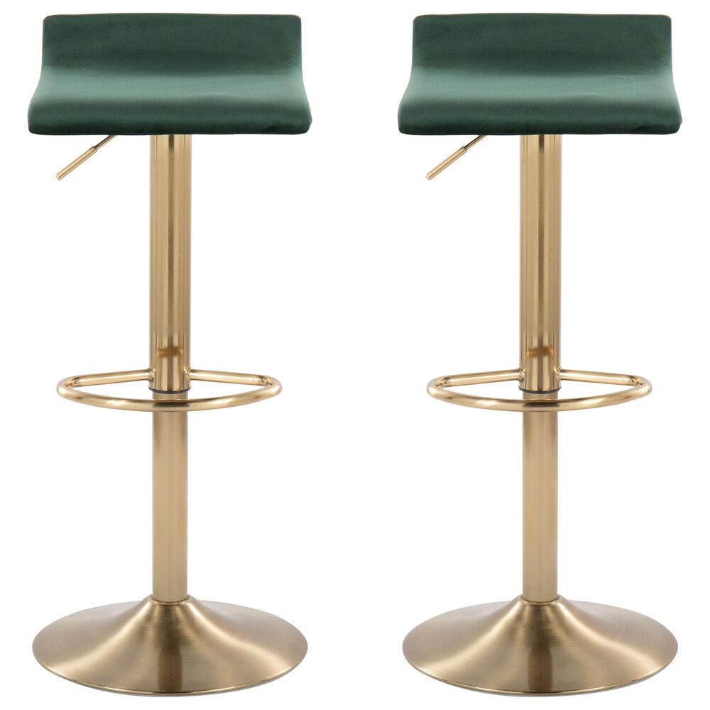 Lumisource Ale Adjustable Swivel Barstool in Green &#40;Set of 2&#41;, , large