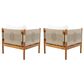 Hearth and Haven Outdoor Club Chair with Diamond Pattern Rope and Light Teak Frame in Cream (Set of 2), , large
