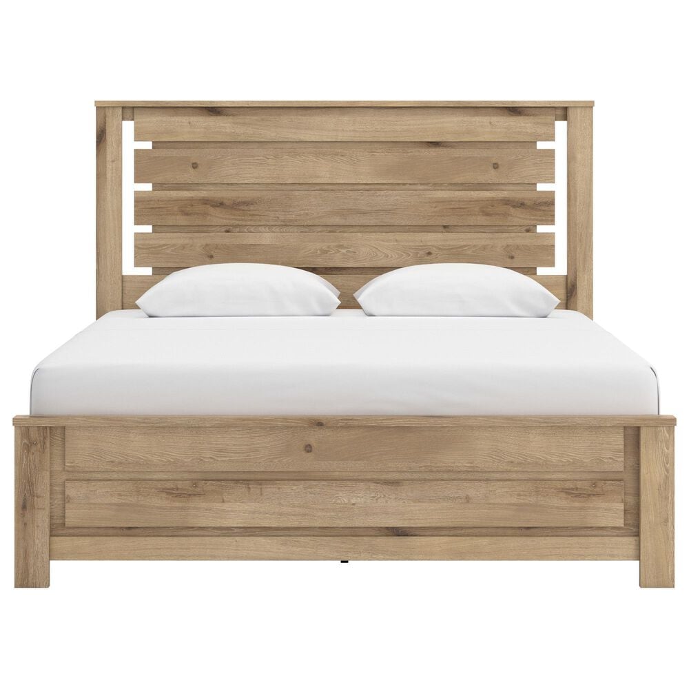Ashley Brozmont 4 Piece King Platform Panel Bedroom Set in Natural Brown, , large
