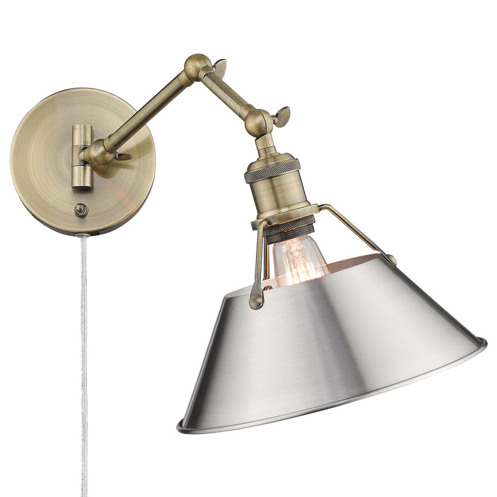 Golden Lighting Orwell 1-Light Wall Sconce in Aged Brass and Navy, , large