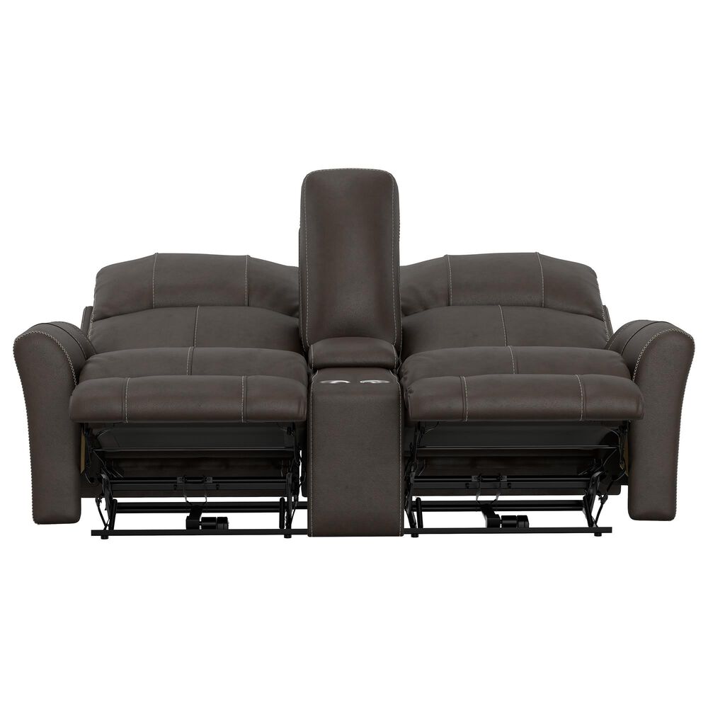Catnapper Fredda Power Reclining Console Loveseat with Power Headrests in Coffee, , large