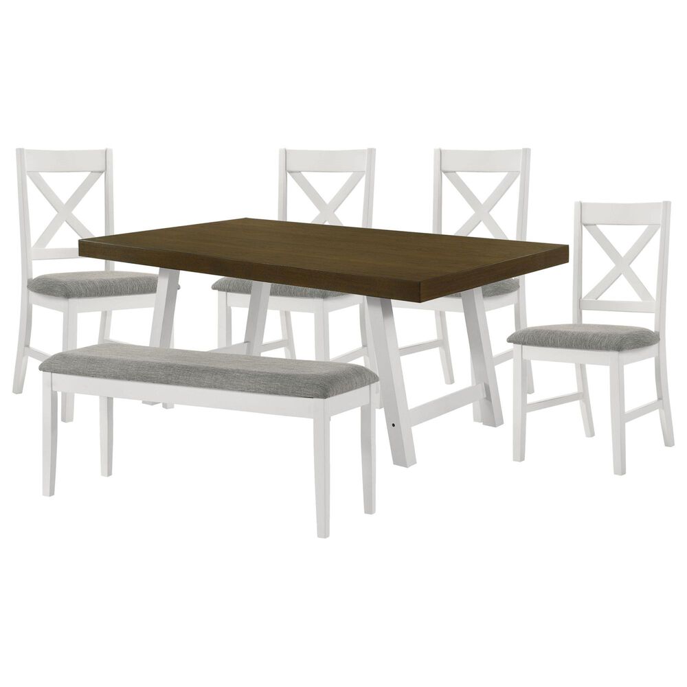 Mayberry Hill Summerville 6-Piece Rectangular Dining Set in Oak and Antique White, , large