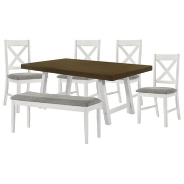 Mayberry Hill Summerville 6-Piece Rectangular Dining Set in Oak and Antique White, , large