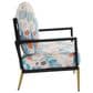 Hearth and Haven Floral Velvet Lounge Arm Chair with Gold Metal Legs in Blue, , large