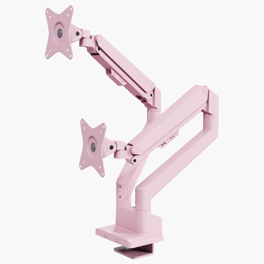 Arozzi Alzare Neo Duo Dual Arm Gas Spring Monitor Arm in Pink, , large