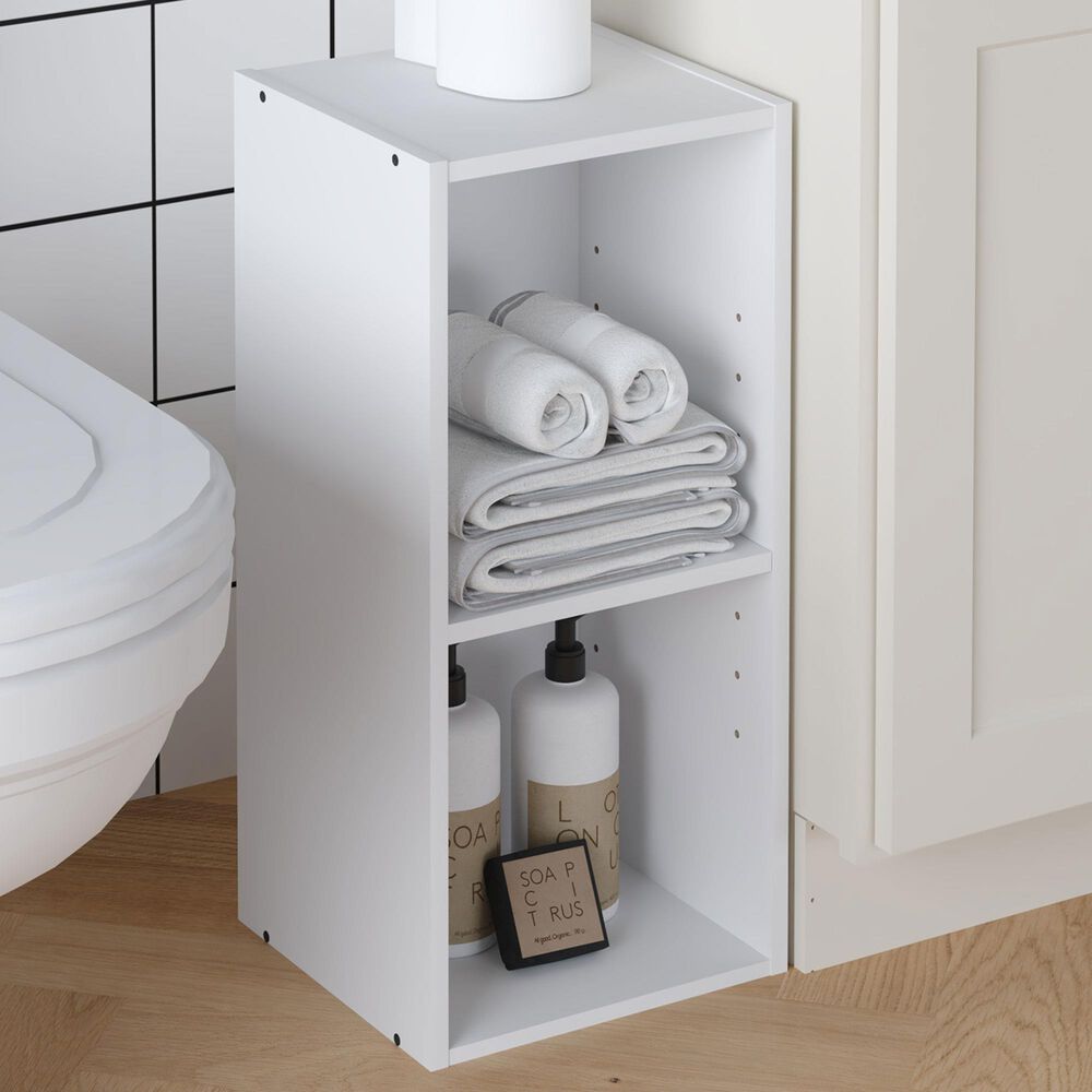 HOMLUX 2-Tier Space Saving Storage Bookcase with Adjustable Shelf in White, , large