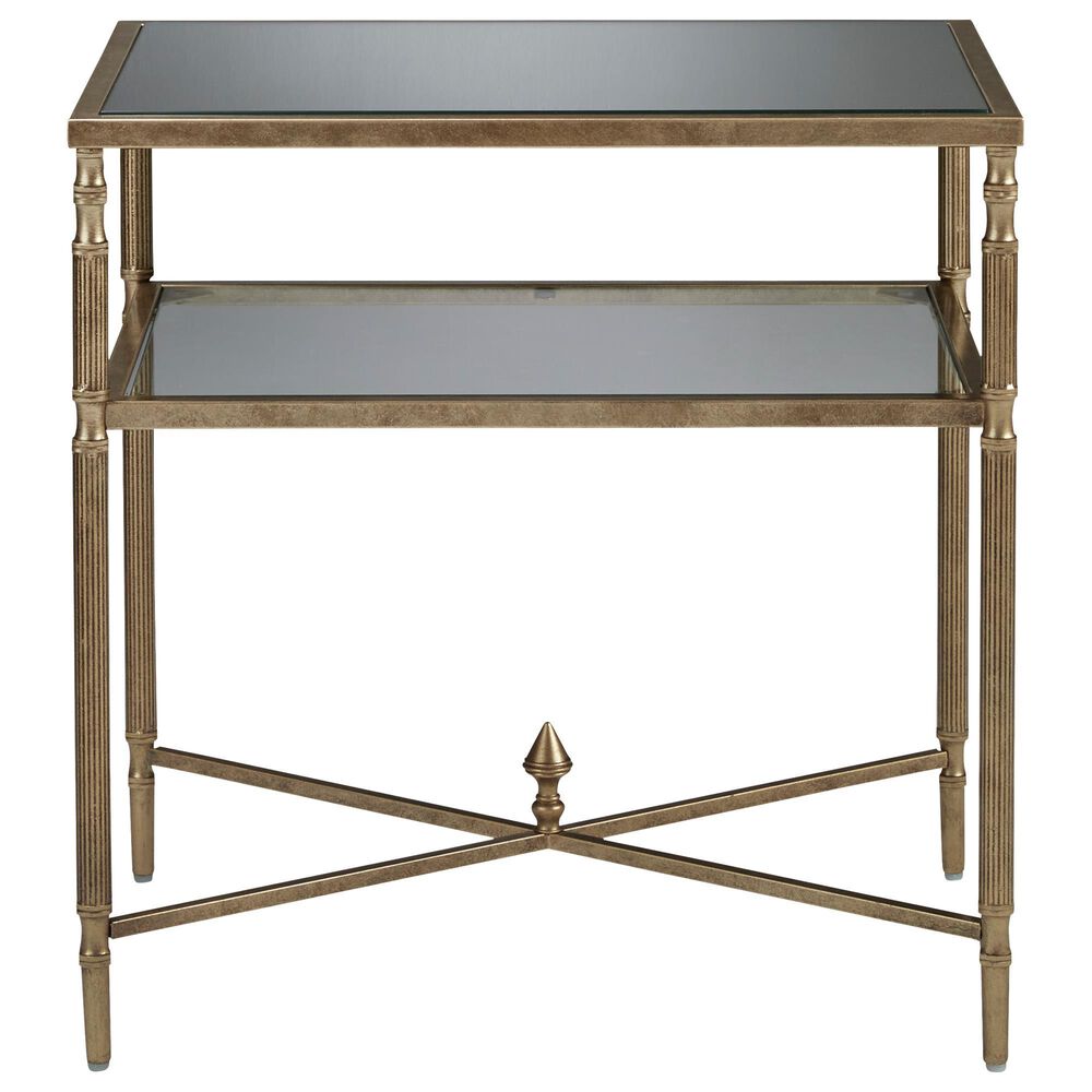 Ashley Cloverty 3-Piece Occasional Table Set in Aged Gold and Clear, , large