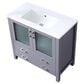 Lexora Home Volez 36" Single Bathroom Vanity in Dark Grey with 2 cm White Ceramic Top and Rectangular Sink, , large