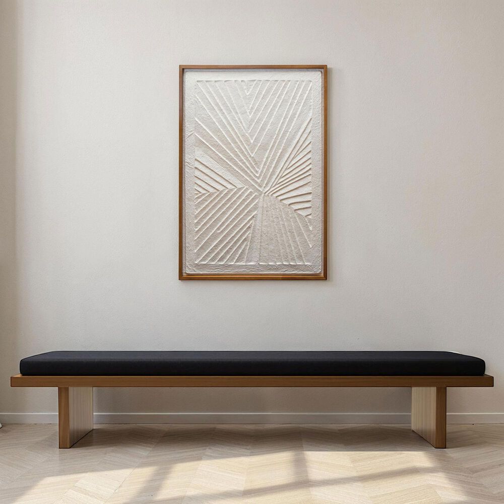 Creative Coop 25.75" x 37.25" Wood Embossed Handmade Paper Wall Decor in Natural and Cream, , large